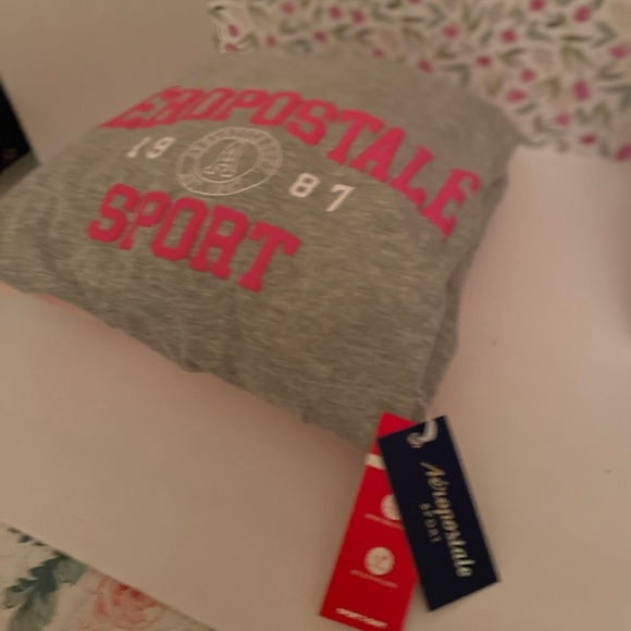 Aeropostale ladies t shirt short sleeve gray with pink letters 2xl pit to pit 24 - Picture 1 of 4